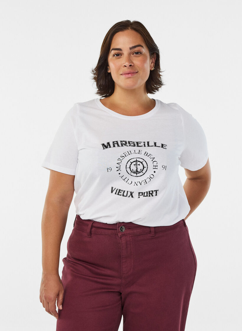 T-Shirt mit Print, Wei&szlig;, Model image number 0