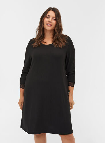 Kleid mit langen Ärmeln, Black , Model image number 0