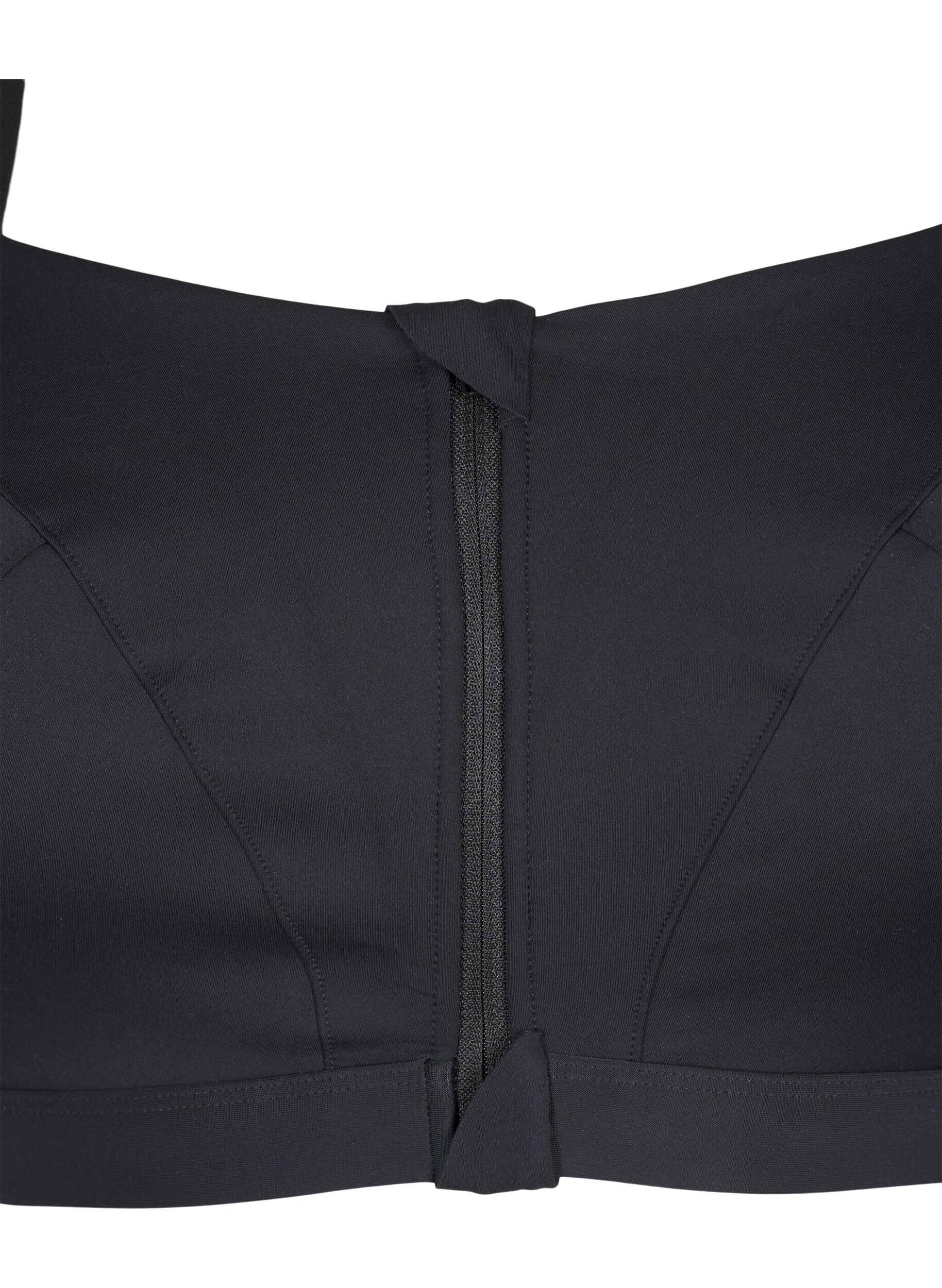 ZizziSport-BH mit Vorderverschluss und hohem Halt, Schwarz, Packshot image number 2