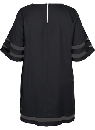 Kurzarm Kleid mit transparenten Details, Black, Packshot image number 1