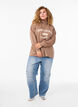 Sweatshirt mit Stehkragen und College-Print, Braun, Model image number 1