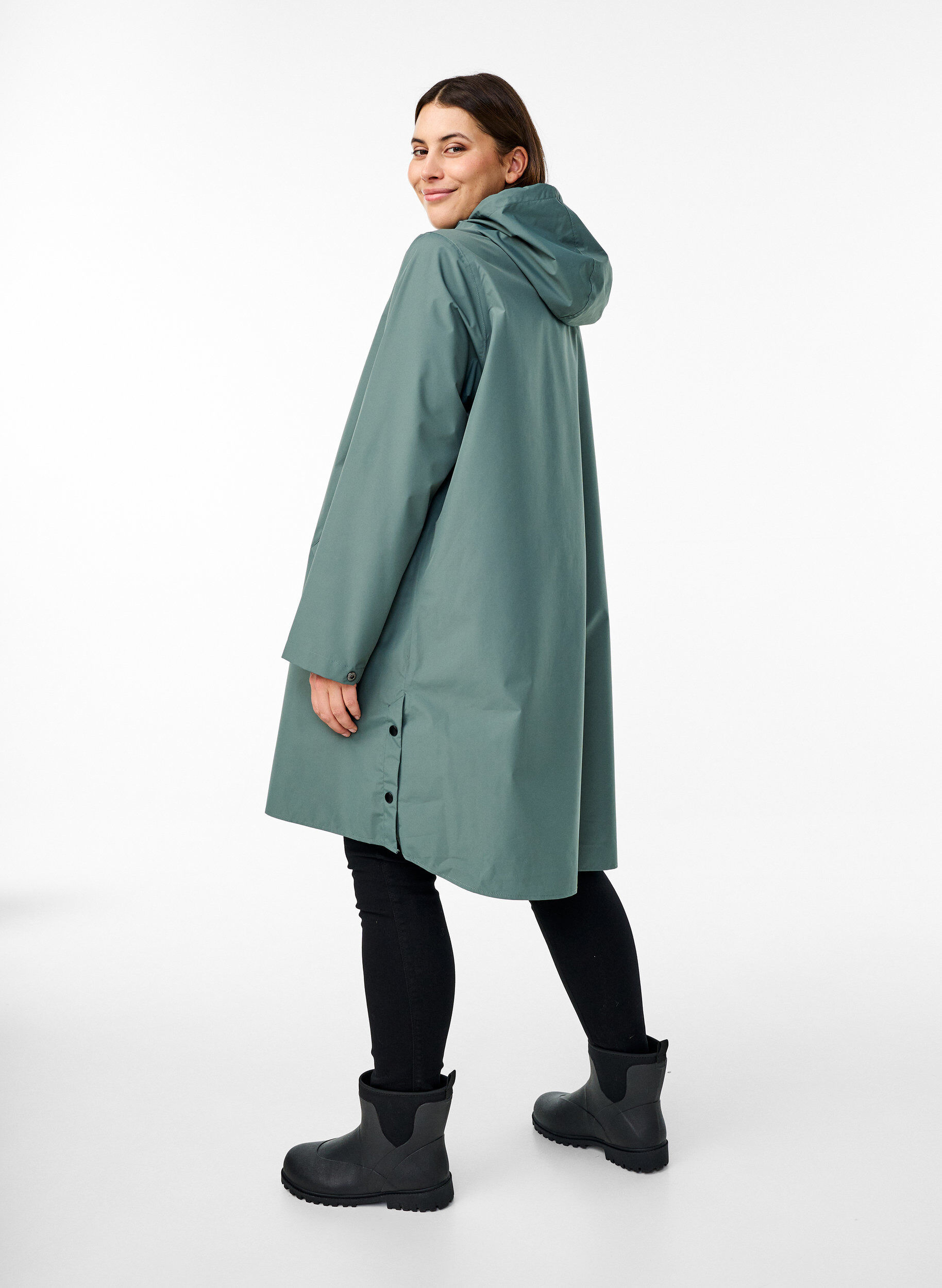 ZizziRegenjacke mit Taschen und Kapuze, Gr&uuml;n, Model image number 2