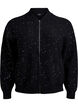 Strickjacke mit Reißverschluss und Pailletten, Schwarz, Packshot image number 0
