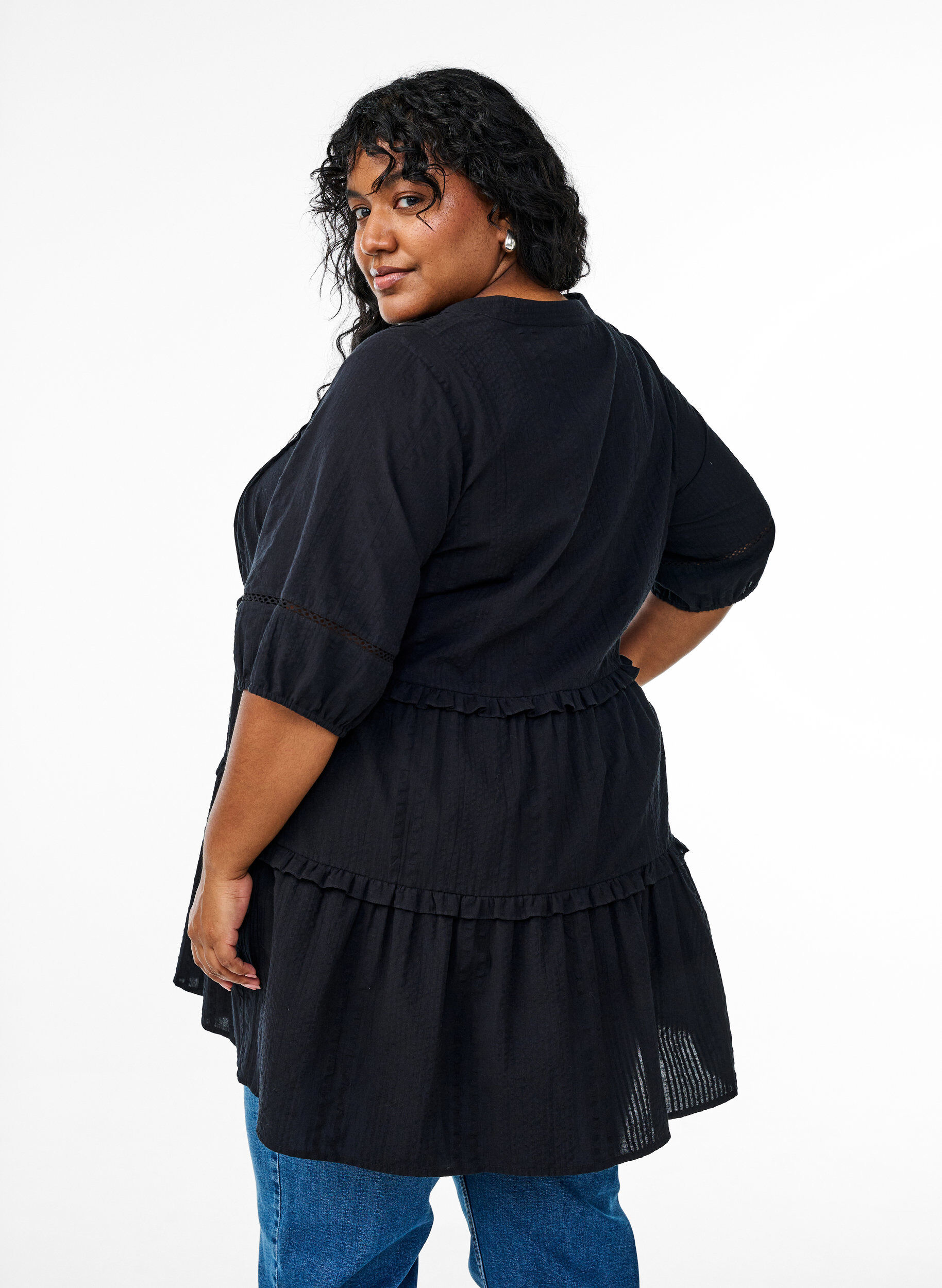 ZizziA-f&ouml;rmige Tunika mit R&uuml;schen., Schwarz, Model image number 2