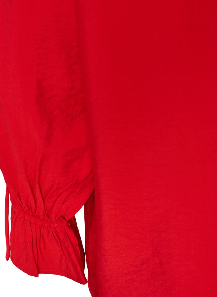 Viskosebluse mit Bindeb&auml;ndern und R&uuml;schendetails, Rot, Packshot image number 3