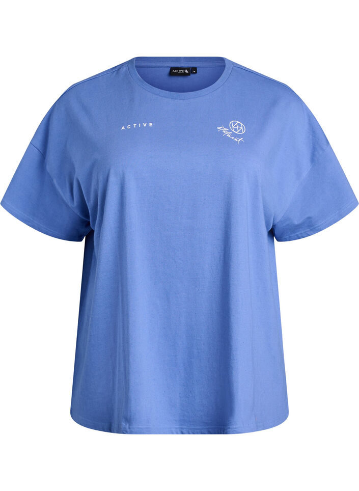 T-Shirt aus Bio-Baumwolle mit kleinem Frontmotiv, Blau, Packshot image number 0