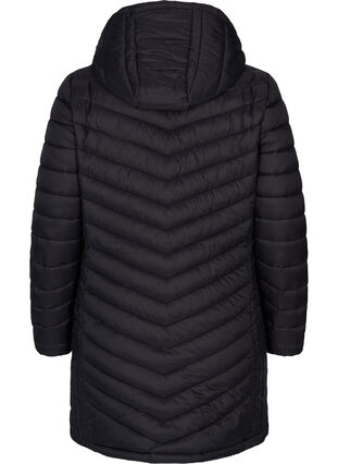 Gesteppte Leichtgewichtsjacke mit abnehmbarer Kapuze und Taschen, Black, Packshot image number 1