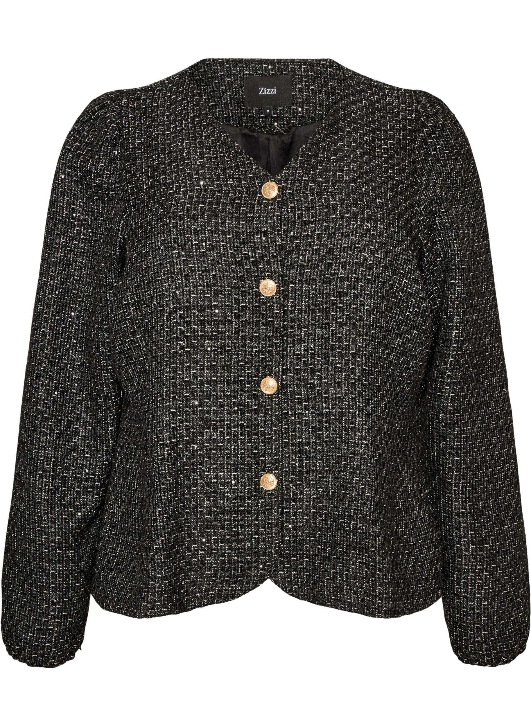 Boucl&eacute;-Jacke mit Pailletten und Zierkn&ouml;pfen