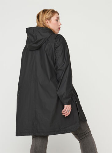 Regenjacke mit Kapuze und Taschen, Black, Model image number 1