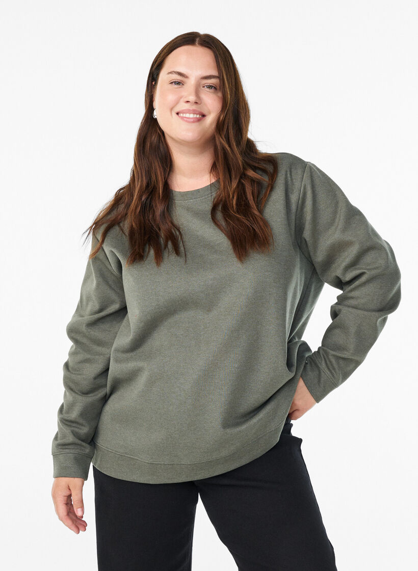 Sweatshirt mit Rundhalsausschnitt, Gr&uuml;n, Model image number 0