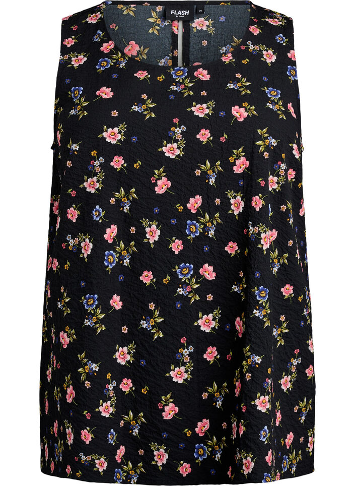 &Auml;rmelloses Top mit Struktur, Schwarz, Packshot image number 0