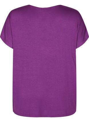 Kurzärmeliges Viskose-T-Shirt mit Blumendruck, Grape Juice Flower, Packshot image number 1