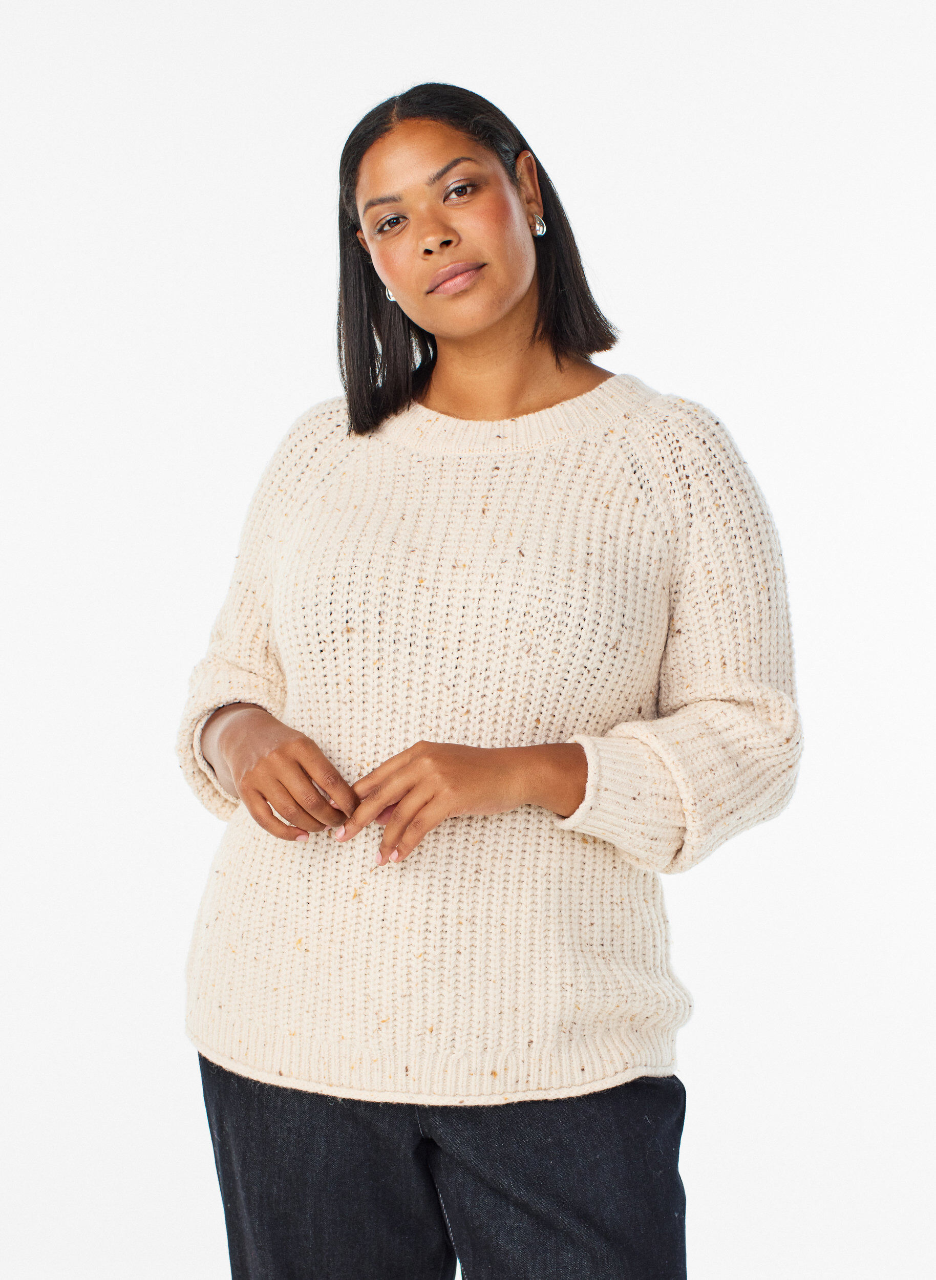 ZizziStrickpullover mit Raglan&auml;rmeln, Beige, Model image number 0
