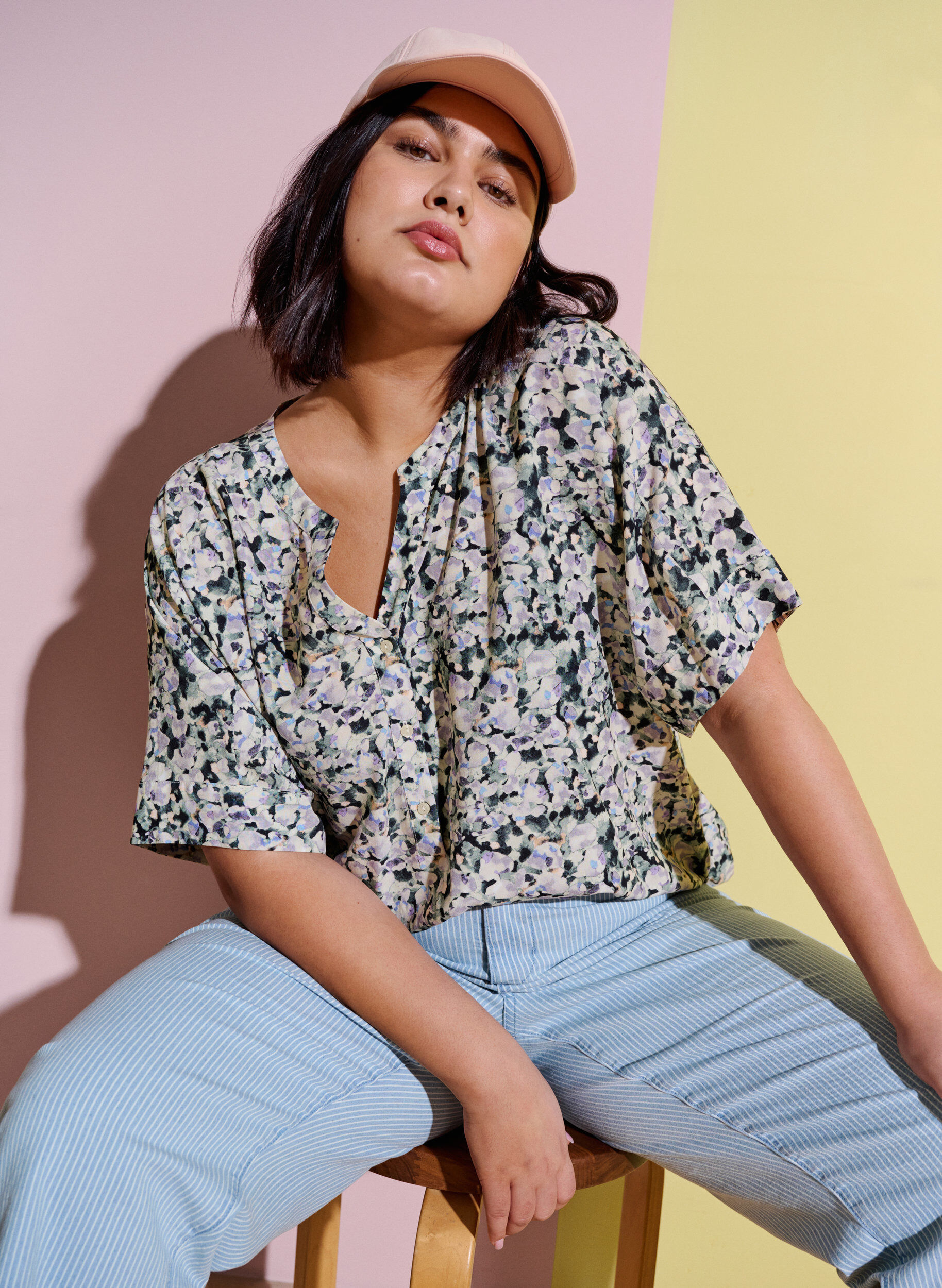 ZizziStraight Jeans mit Kn&ouml;chell&auml;nge, Light Blue Stripe, Image image number 0