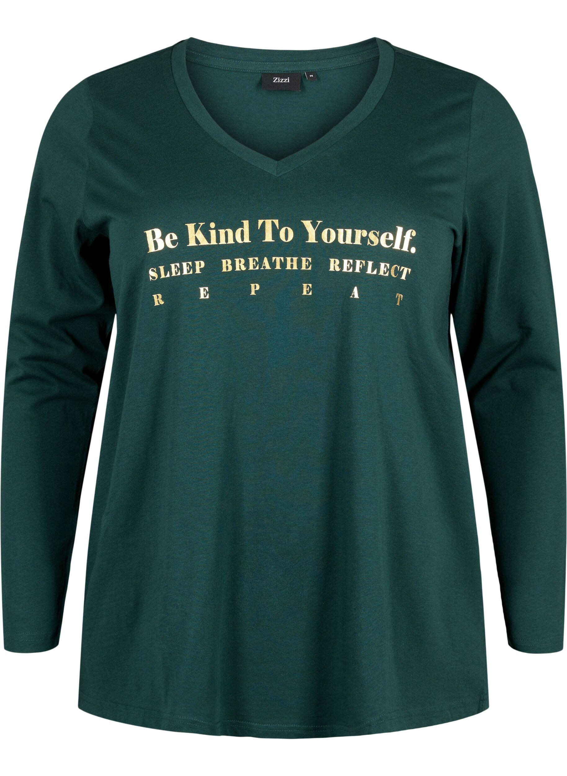 ZizziNachthemd aus Baumwolle mit Text-Aufdruck, Scarab, Packshot image number 0