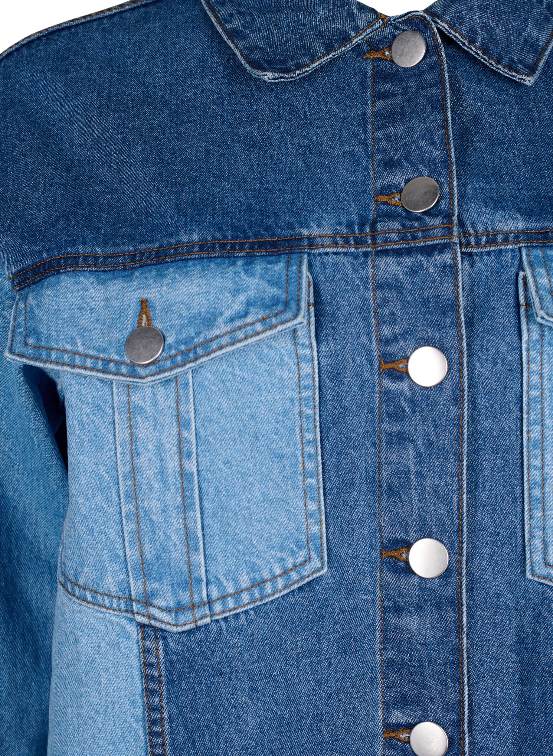 ZizziColorblock Denim-Jacke, Light Blue Denim, Packshot image number 2