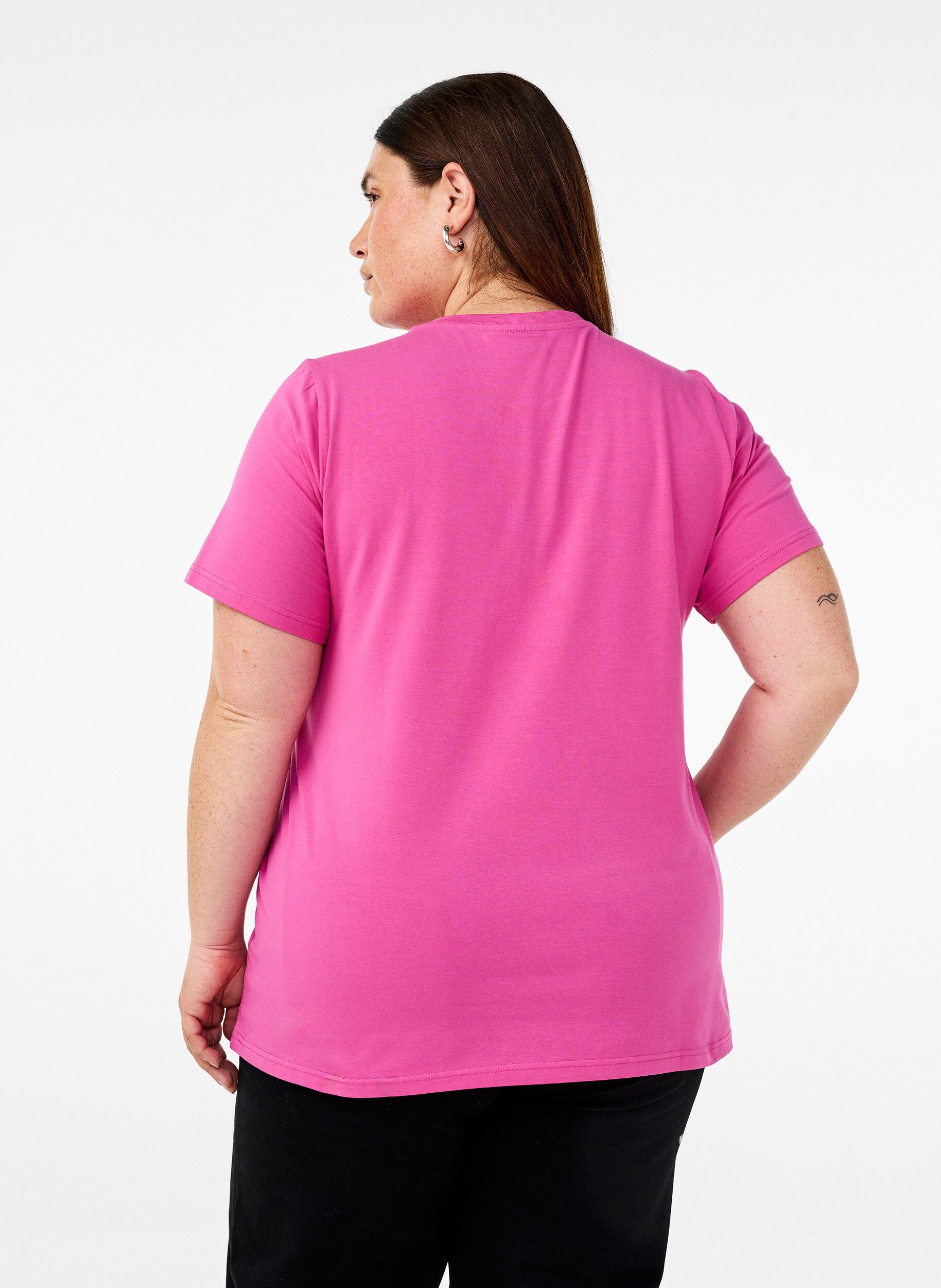 ZizziT-Shirt aus Bio-Baumwolle mit Rundhalsausschnitt, Raspberry Rose, Model image number 1