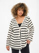 Gestreifte Strickjacke mit Bindeband, Sand Black Stripe, Model image number 0