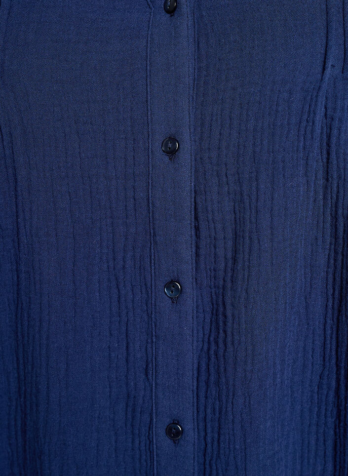 Bluse aus Baumwoll-Musselin mit bestickten Details, Blau, Packshot image number 2