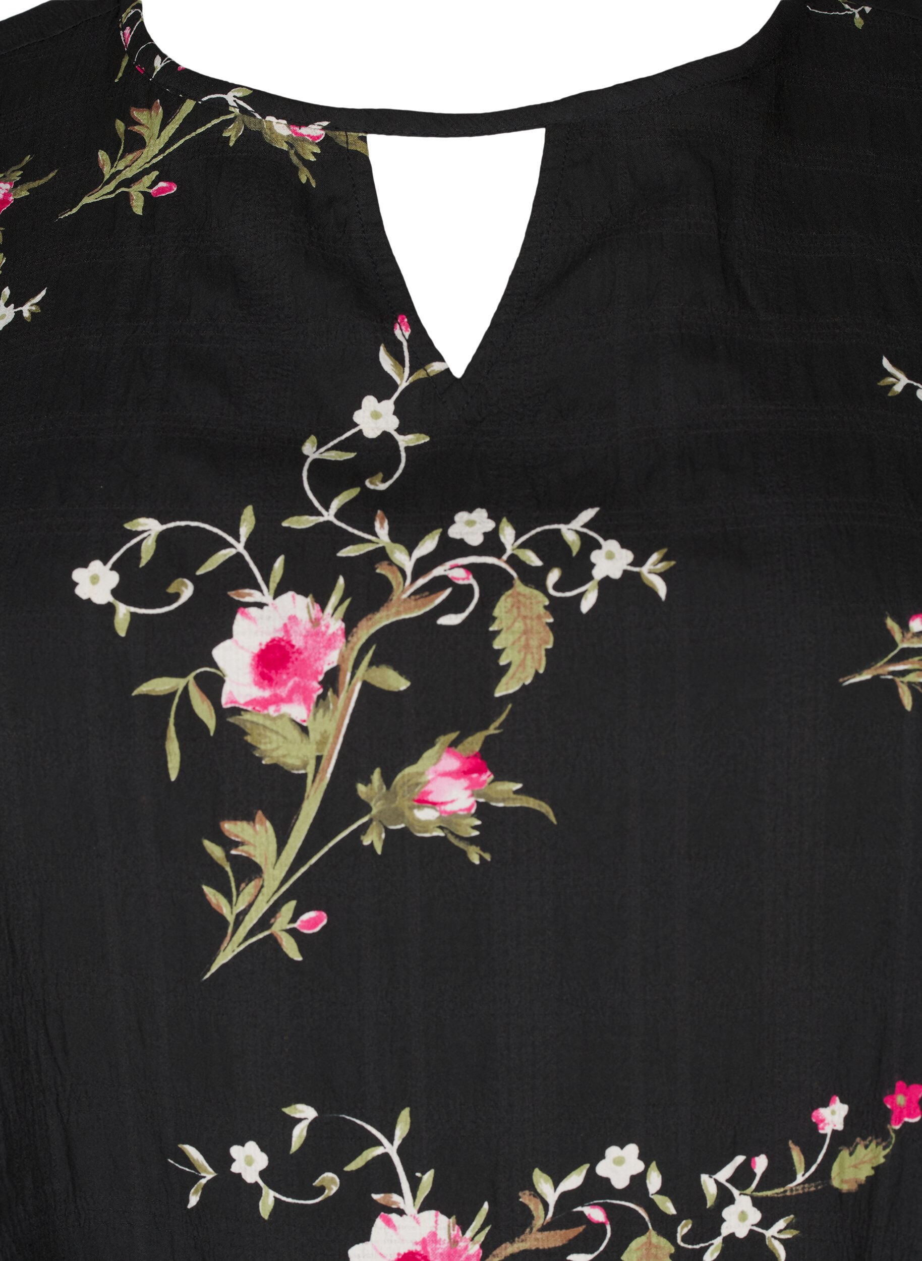 ZizziLang&auml;rmelige Bluse mit gebl&uuml;mtem Muster, Schwarz, Packshot image number 2
