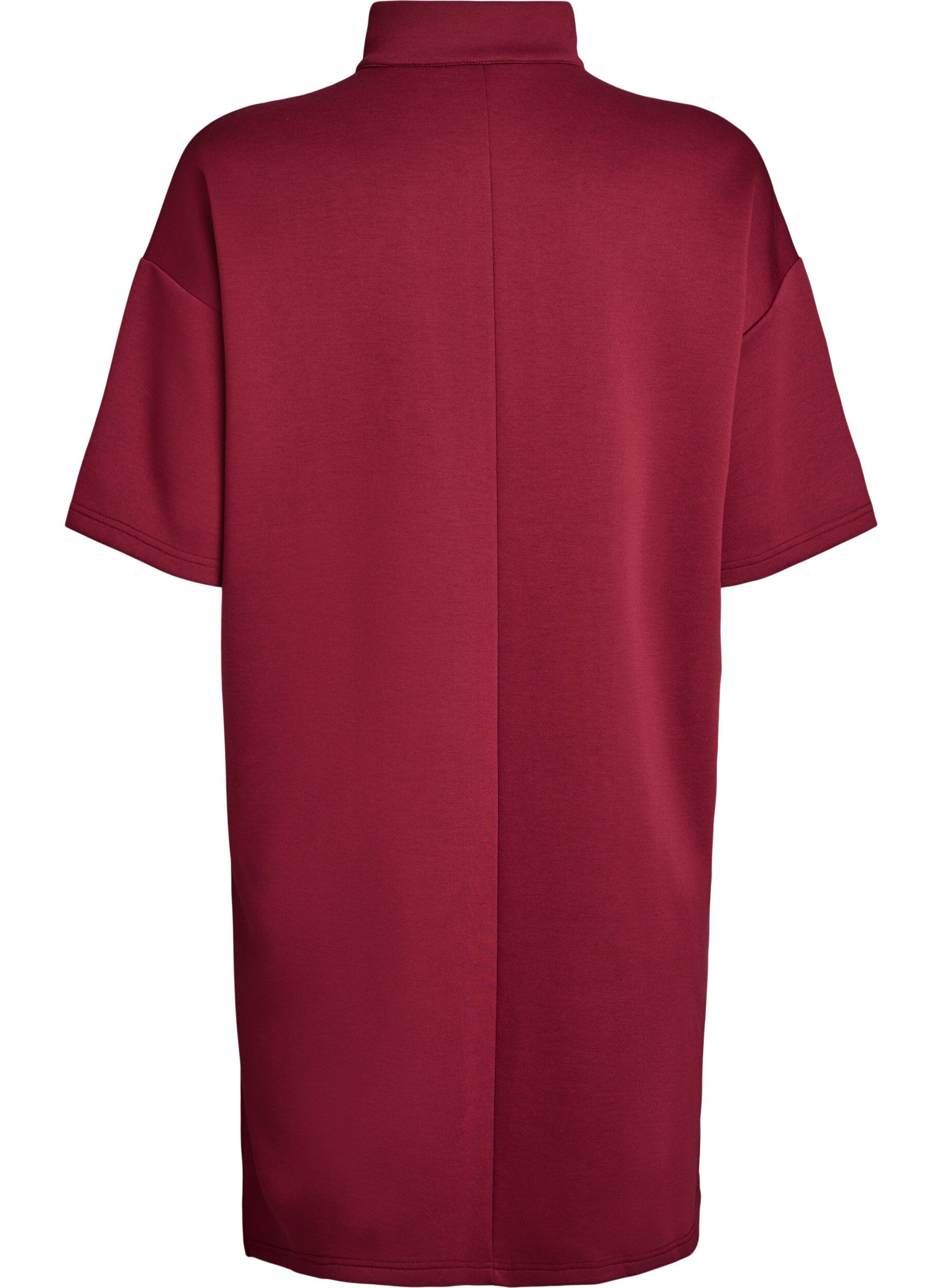 ZizziKurzes Sweatshirtkleid mit hohem Kragen und Rei&szlig;verschluss, Dunkles Bordeaux, Packshot image number 1