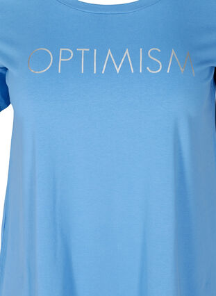 Kurzarm T-Shirt aus Baumwolle mit Aufdruck, Ultramarine OPTIMISM, Packshot image number 2