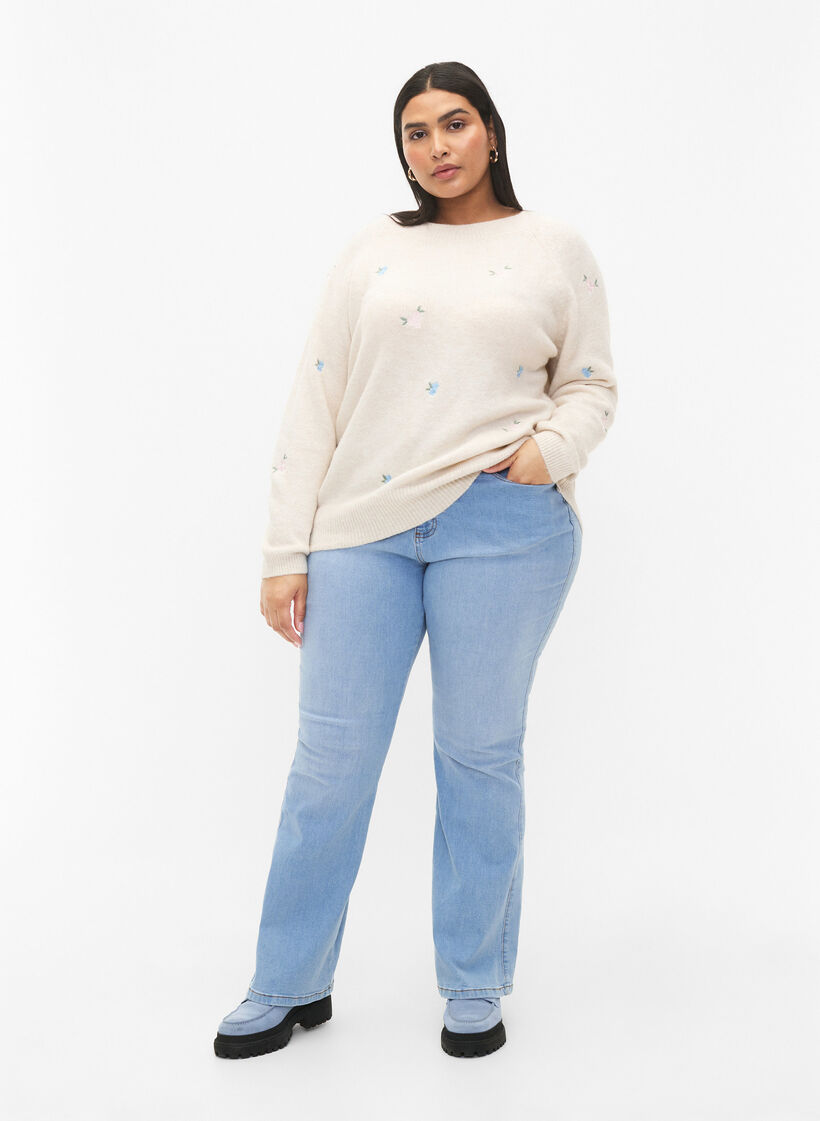 Strickpullover mit gestickten Blumen, Birch Comb, Model image number 2