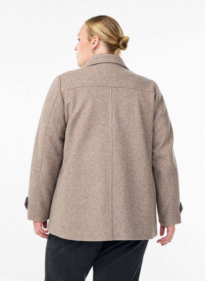 Kurzmantel mit zweireihiger Knopfleiste, Beige, Model image number 2