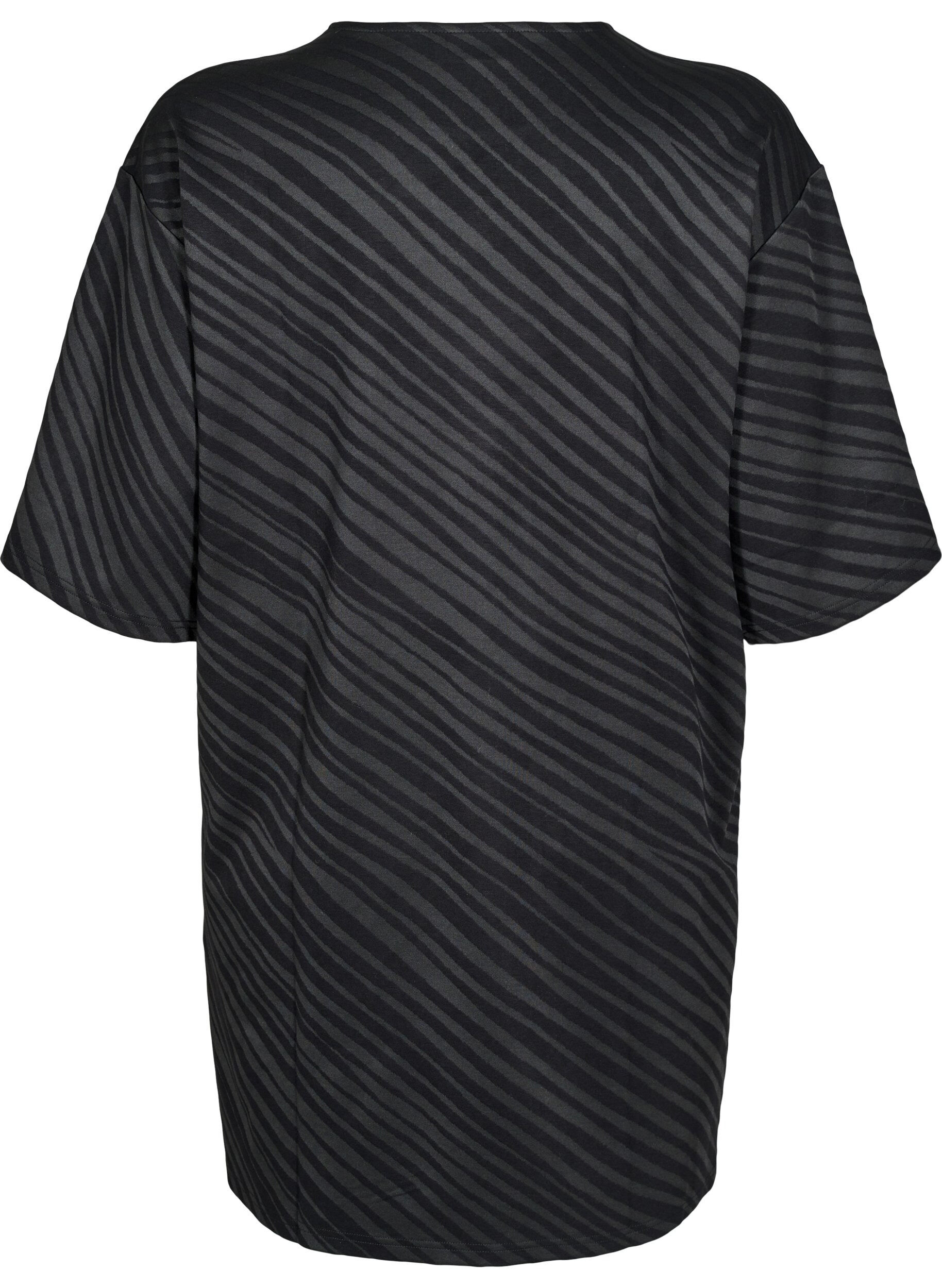 ZizziGemustertes Kleid mit 3/4-&Auml;rmeln, Schwarz, Packshot image number 1