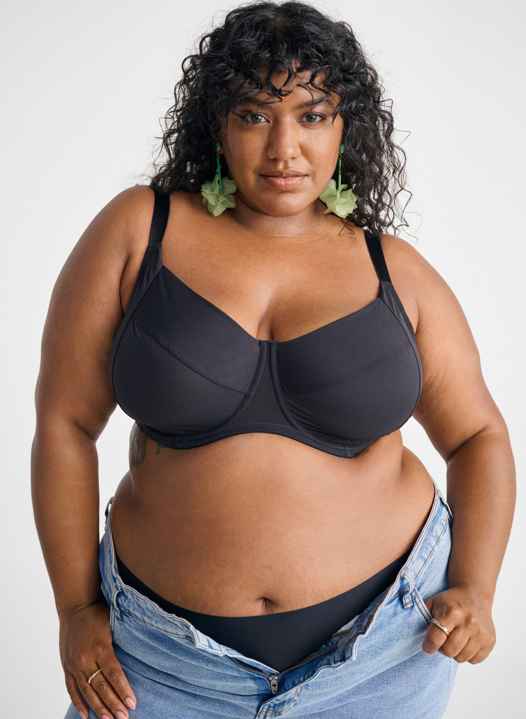 ZizziBasic Vollschalen-BH aus Mesh, Schwarz, Image image number 0