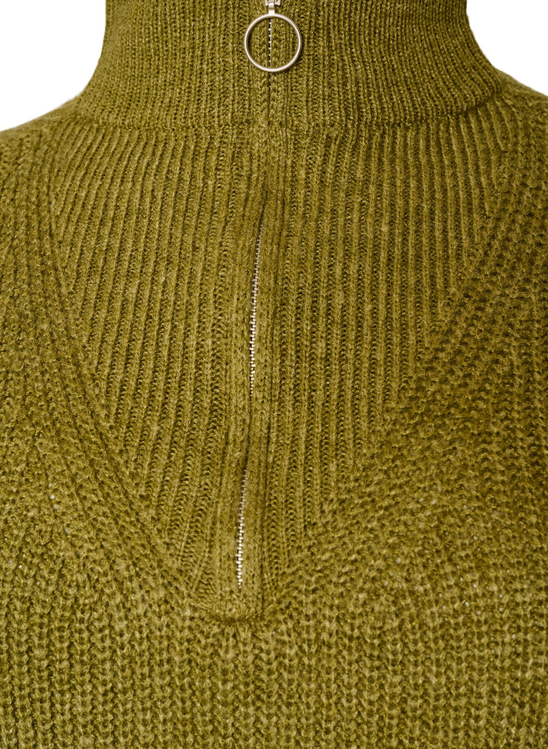 ZizziStrickpullover mit hohem Kragen und Rei&szlig;verschluss, Gr&uuml;n, Packshot image number 2