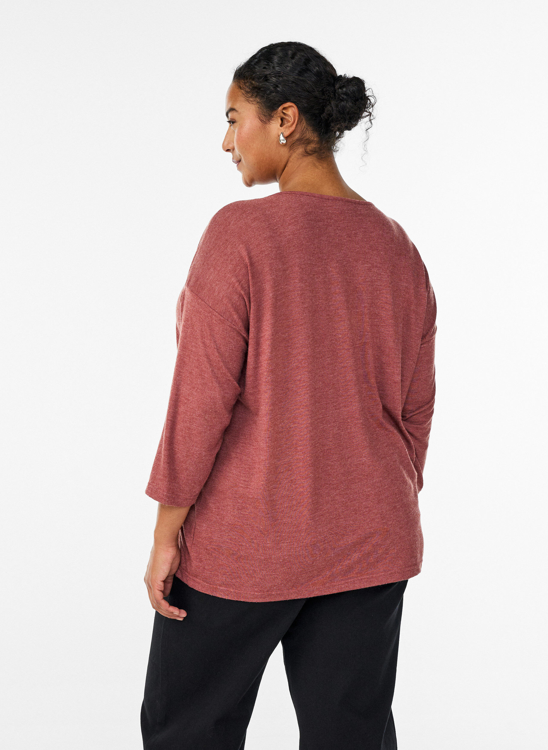 ZizziBluse aus Jersey mit 3/4-&Auml;rmeln, Rot, Model image number 2