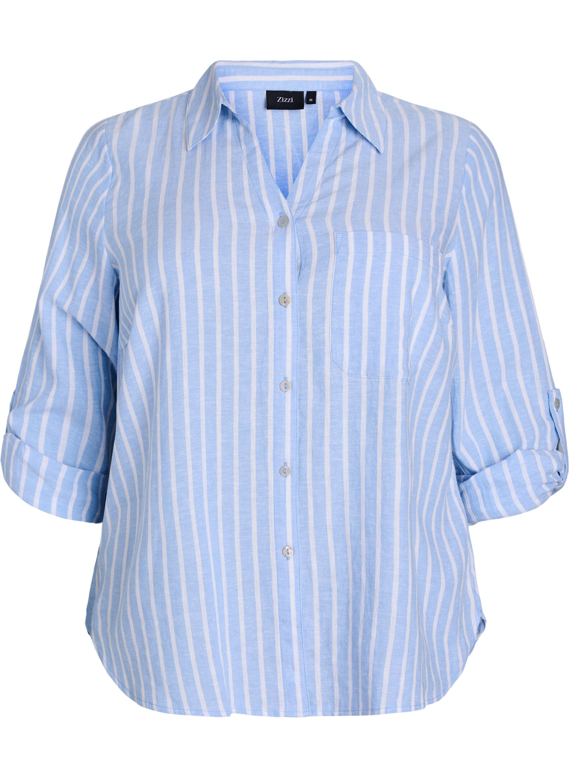 ZizziBluse aus Leinen und Viskose mit 3/4-&Auml;rmeln, Blau, Packshot image number 0