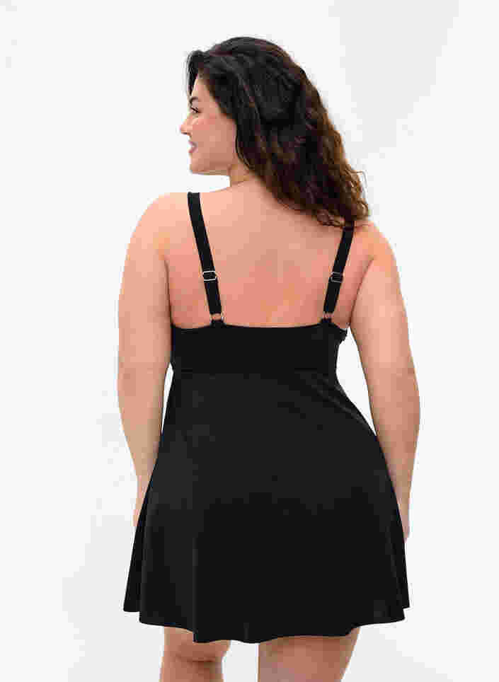 Badekleid mit Schnurdetails, Black, Model