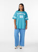 Sportliches Oversize-College-T-Shirt, Blau, Model image number 1