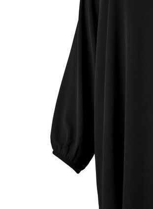 Langärmeliges Kleid mit V-Ausschnitt, Black, Packshot image number 2