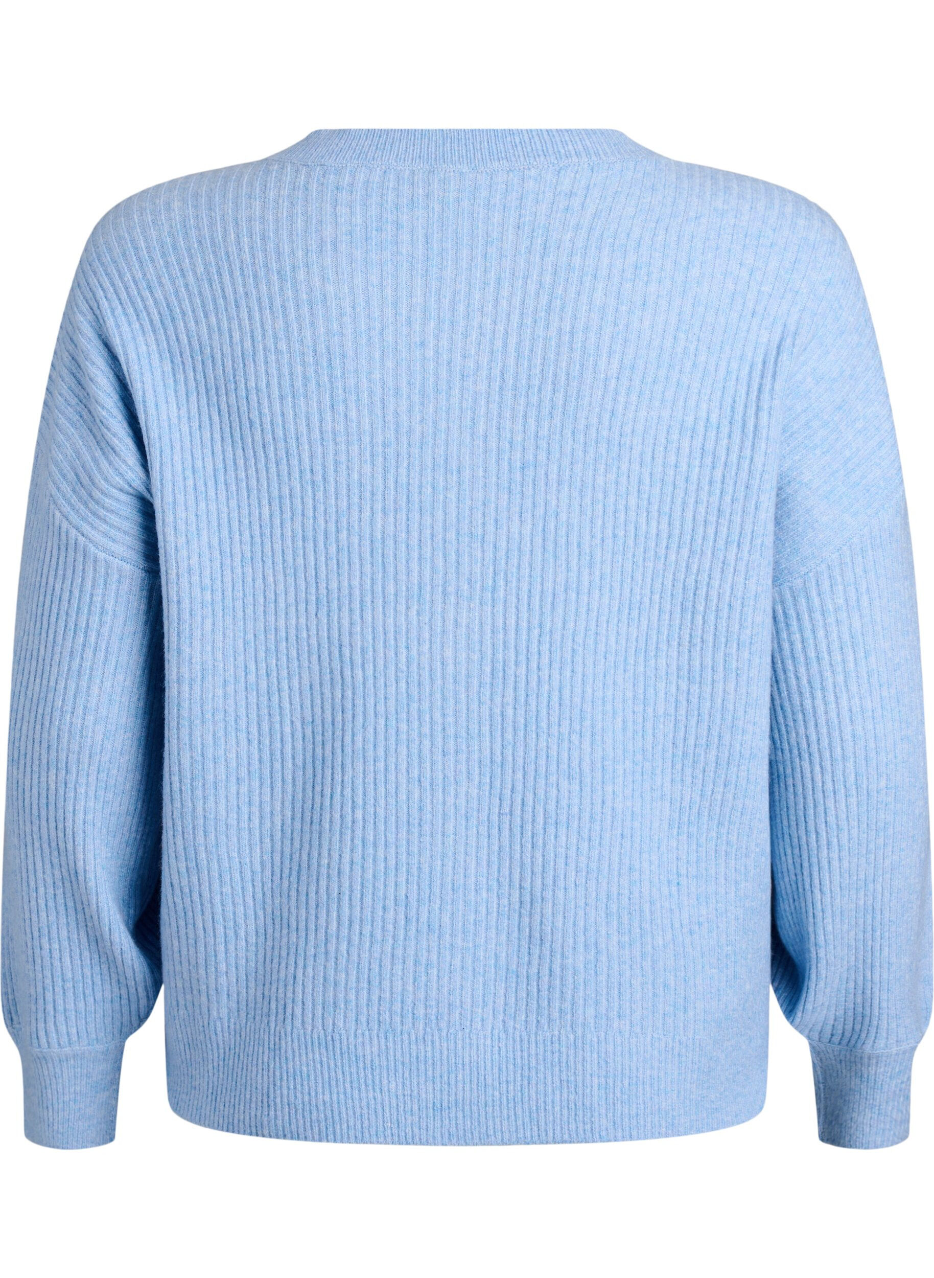 ZizziRippenstrick Strickjacke mit Kn&ouml;pfen, Blau, Packshot image number 1