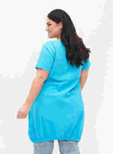 Kurzarm Kleid aus Baumwolle, Blue Atoll, Model image number 1