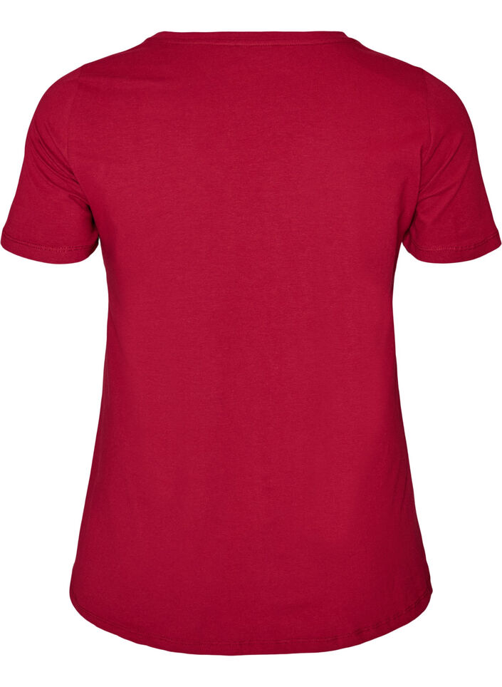 Einfarbiges basic T-Shirt aus Baumwolle, Rot, Packshot image number 1