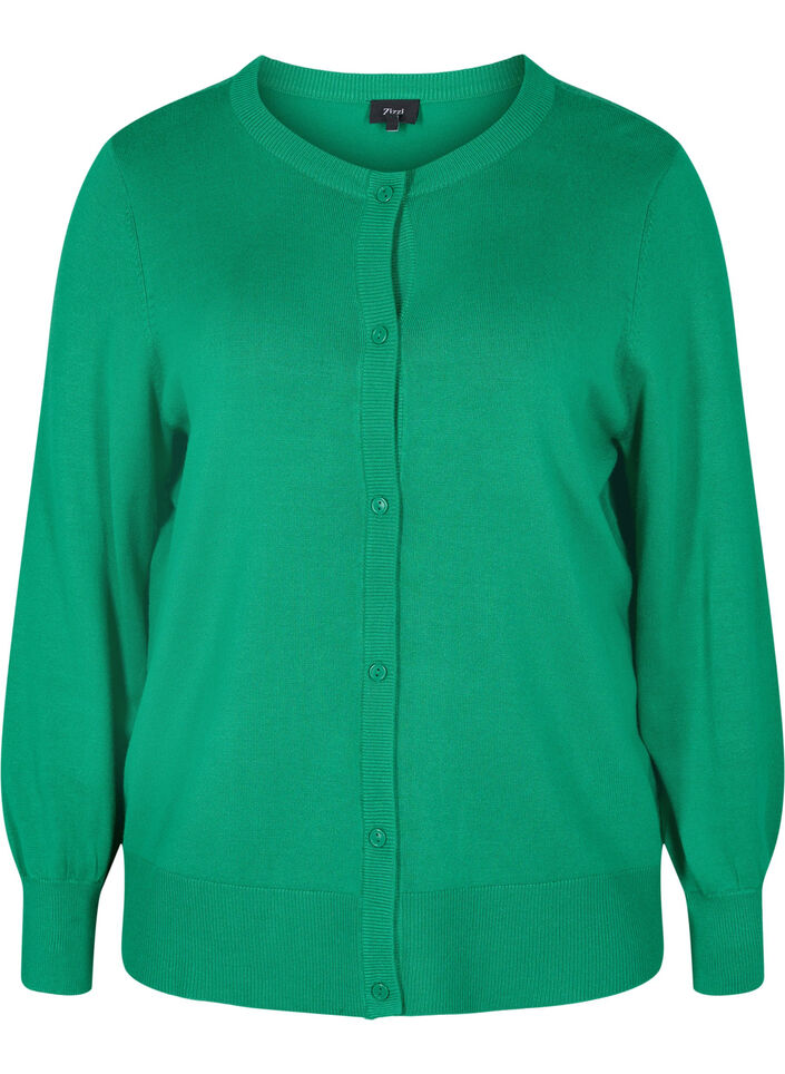 Strickjacke mit Knöpfen aus Viskosemischung, Jolly Green, Packshot image number 0