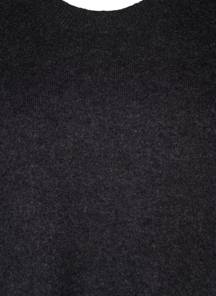 Strickkleid mit Rundhalsausschnitt und Schlitz, Dark Grey Melange, Packshot image number 2