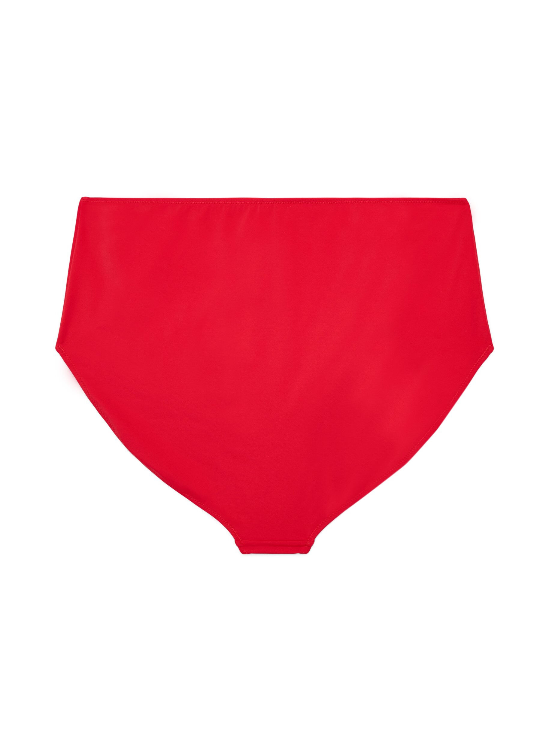 ZizziEinfarbige hoch taillierte Bikinihose, Rot, Packshot image number 1