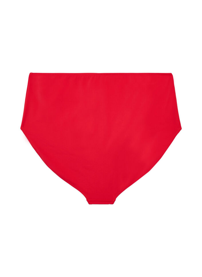 Einfarbige hoch taillierte Bikinihose, Rot, Packshot image number 1