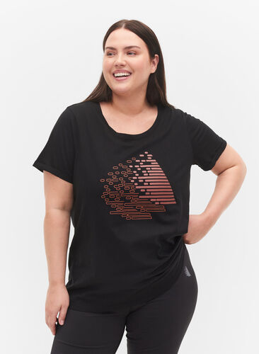 Trainings-T-Shirt mit Print, Black w. Copper Foil, Model image number 0