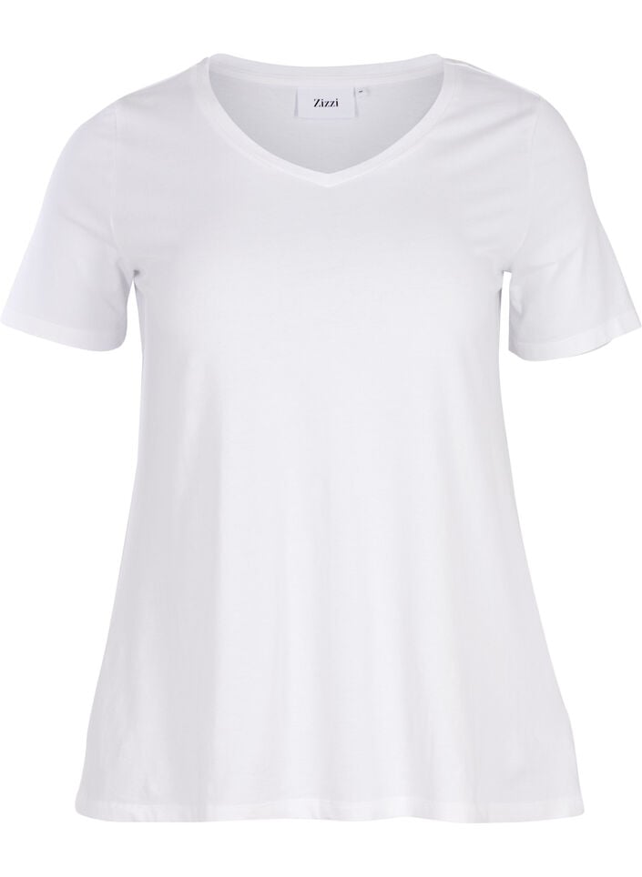 Einfarbiges basic T-Shirt aus Baumwolle, Wei&szlig;, Packshot image number 0
