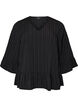 Bluse mit Struktur, V-Ausschnitt und R&uuml;schen, Schwarz, Packshot image number 0