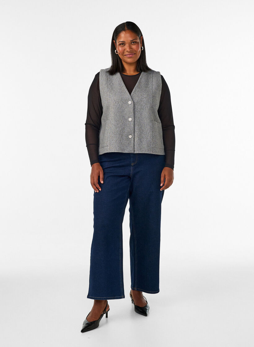Meshbluse mit langen &Auml;rmeln, Schwarz, Model image number 1