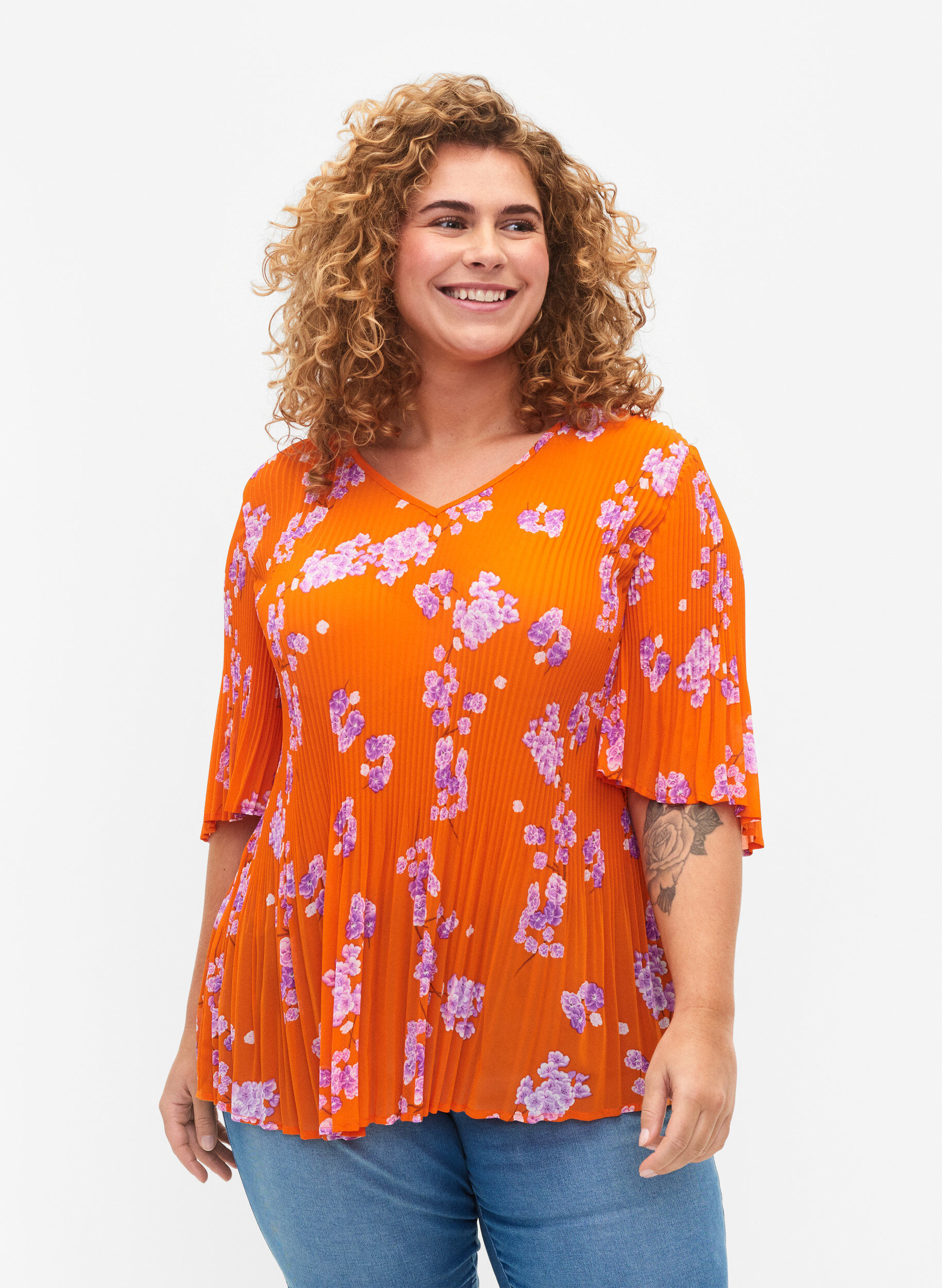 ZizziBlumige, plissierte Bluse, Exuberance Flower, Model image number 0