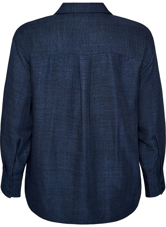 Lockere Bluse mit V-Ausschnitt, Blau, Packshot image number 1