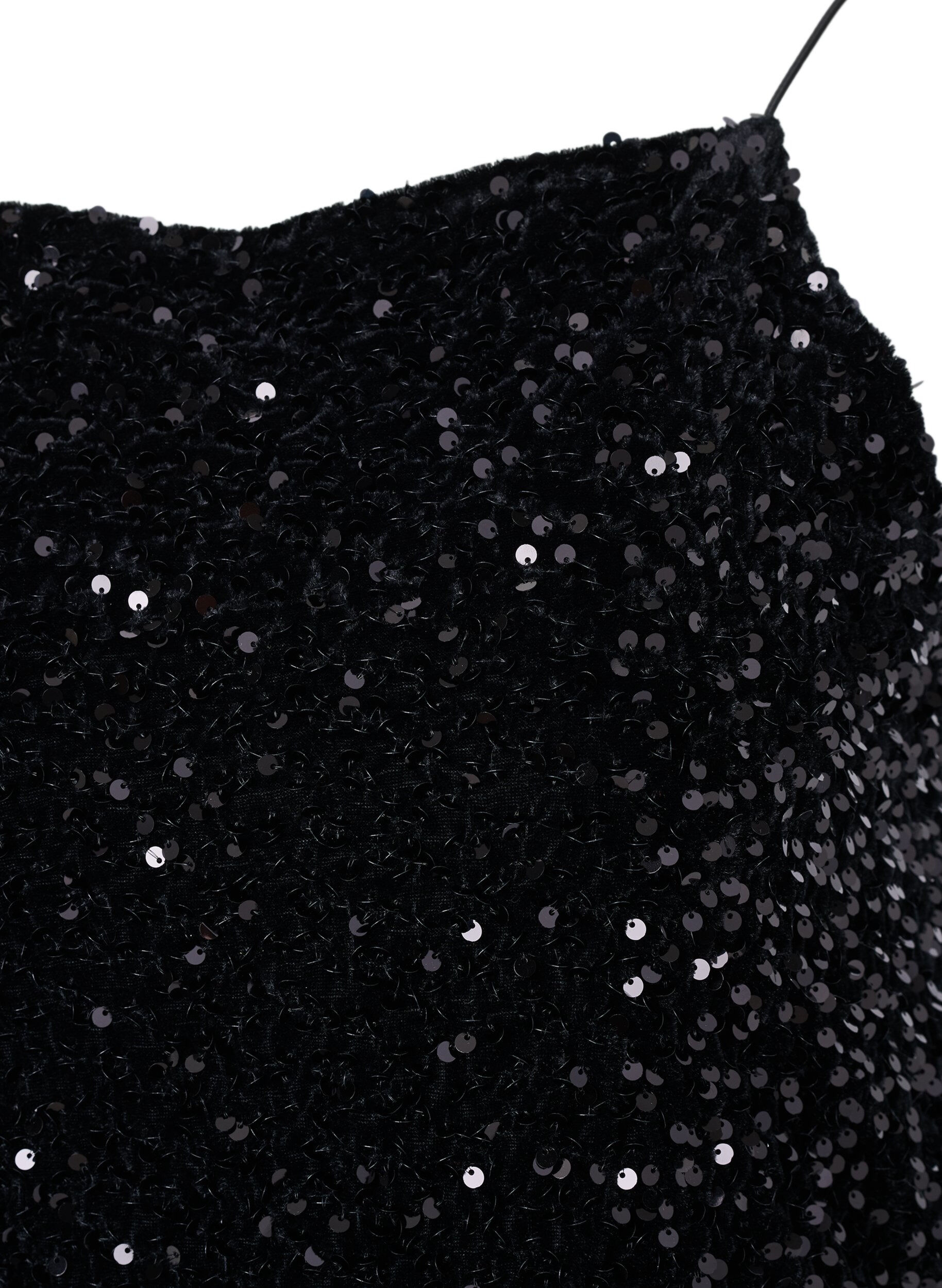 ZizziTop mit Pailletten und schmalen Tr&auml;gern, Black Sequins, Packshot image number 2